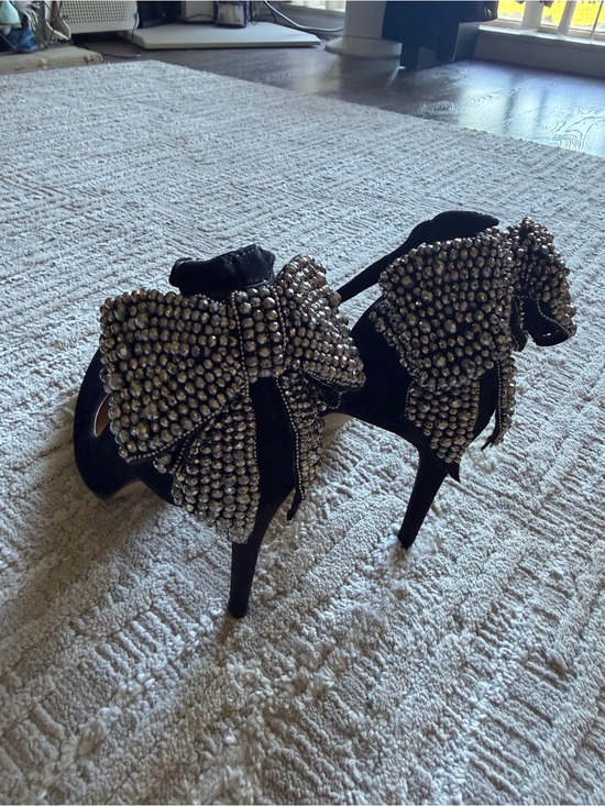 INC International Concepts Shoes - INC International Concepts Black Heels with Crystal Bow Accents